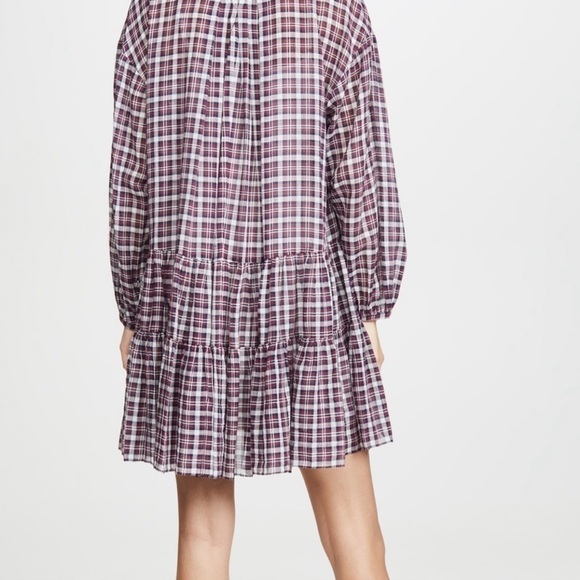 The Great Dress in Timber 100 Cotton Plaid Tiered Dress Lightweight Sheer 3 - Picture 2 of 12